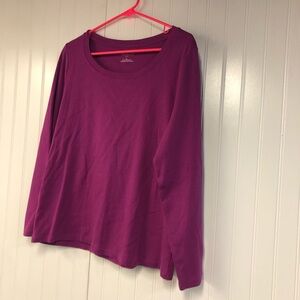 Talbots Pink/Purple Long Sleeve Top Pullover Crewneck XL Cotton